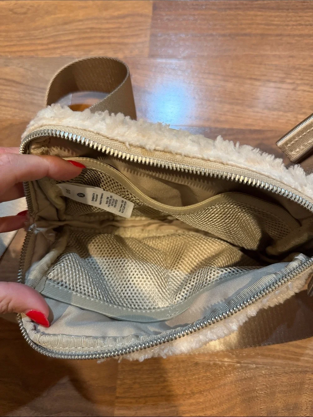 lululemon athletica Cream Sherpa Crossbody Belt Bag